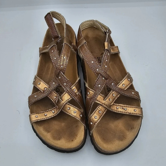 Birkenstock Shoes - Birkenstock Betula Crisscross God Bronze Sandals Rhinestone Size 7 - 38
